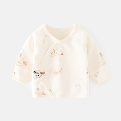 Baby's AIO Bodysuit with Boneless Pure Cotton Spring and Autumn Magic Tape Half Back Sleepwear Full Moon Monk Suit Baby Top