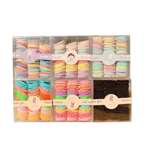 90 pieces boxed children's seamless small rubber bands candy color baby hair ties cute high elastic hair tie wholesale