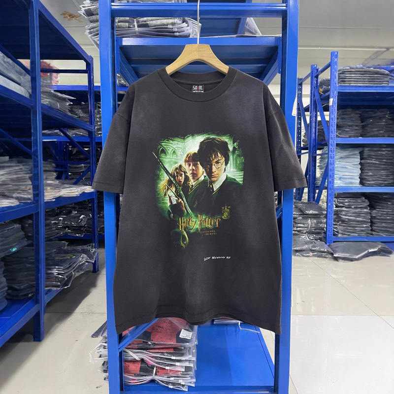 Saint Michael Harry Potter Movie Collaboration Washed and Distressed Short-Sleeve T-Shirt