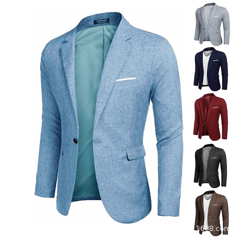 Amazon popular men's jacket linen structure slim men's suit jacket modern casual jacket lightweight