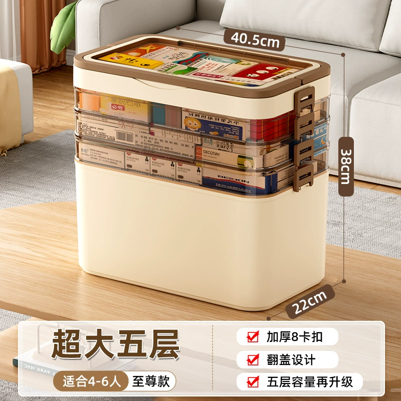 Портативная аптечка, большой объём, многоуровневая система для лекарств, штабелируемая с ручкой