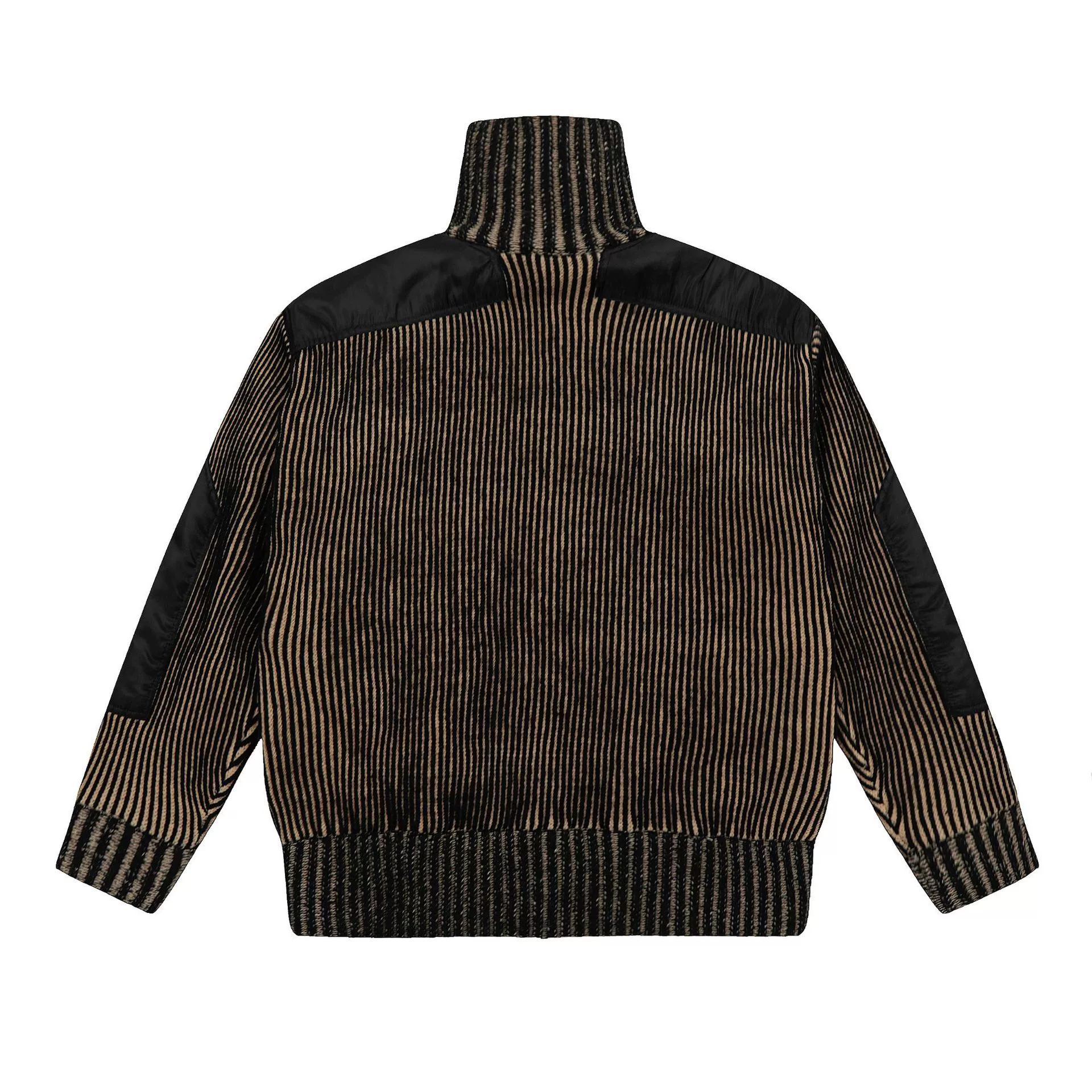 Turtleneck Wool Knitted Sweater Coat (Vivienne), Patchwork Striped, One Size