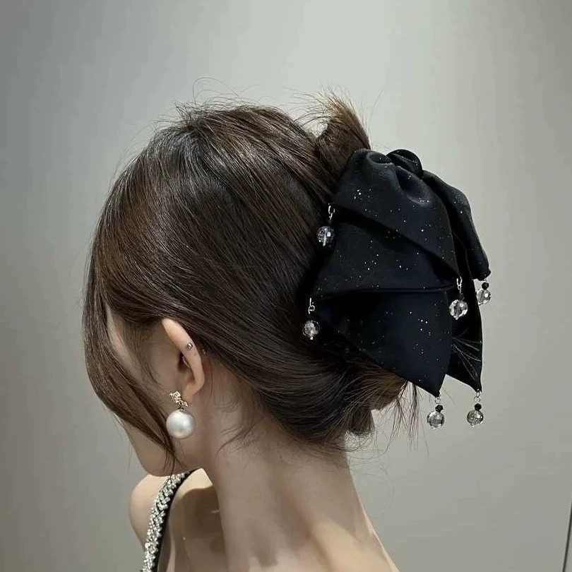 French Multi-Layered Bow Pendant, High-End Hair Clip, Ponytail Clip, Shark Clip, Versatile