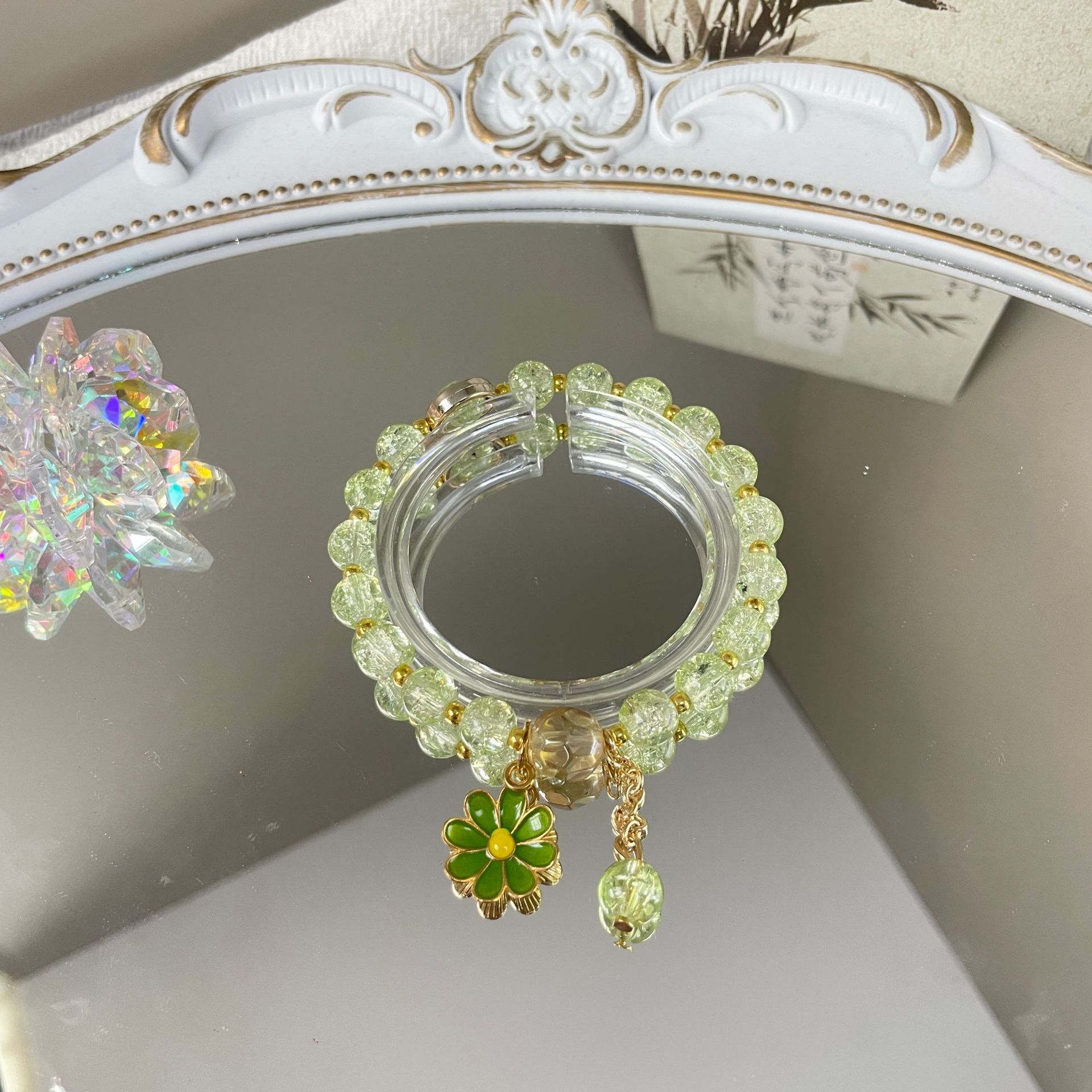 S060-Pulsera Margarita Verde Claro#tamaño 532