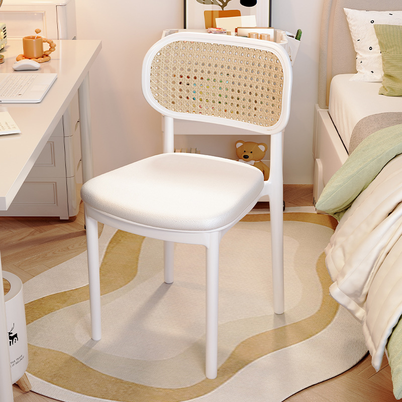 Silla de comedor de imitación de ratán, sala de estar, hogar, dormitorio de niñas, silla de estudio, cómoda, moderna y sencilla, silla de dormitorio de estudiantes