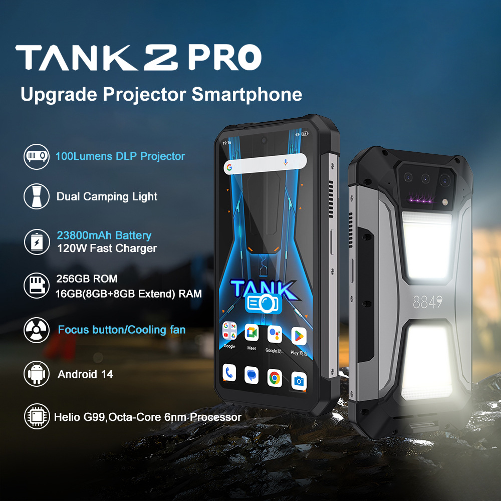 8849 TANK 2 PRO 6.79 "8 256G 23800mAh Projector Android 14 Hong Kong Delivery