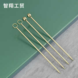 工厂304不锈钢水果针水果签镀金果盘水果叉金属 鸡尾酒签