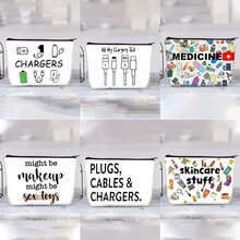 跨境热销印花帆布化妆包女式手拿包学生拉链笔袋批发大容量收纳包