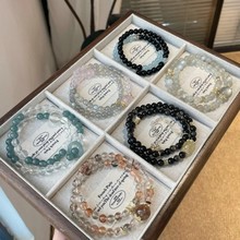 晗珞~串珠彩石圆形手链复古新中式文玩手串通勤百搭甜美手饰批发