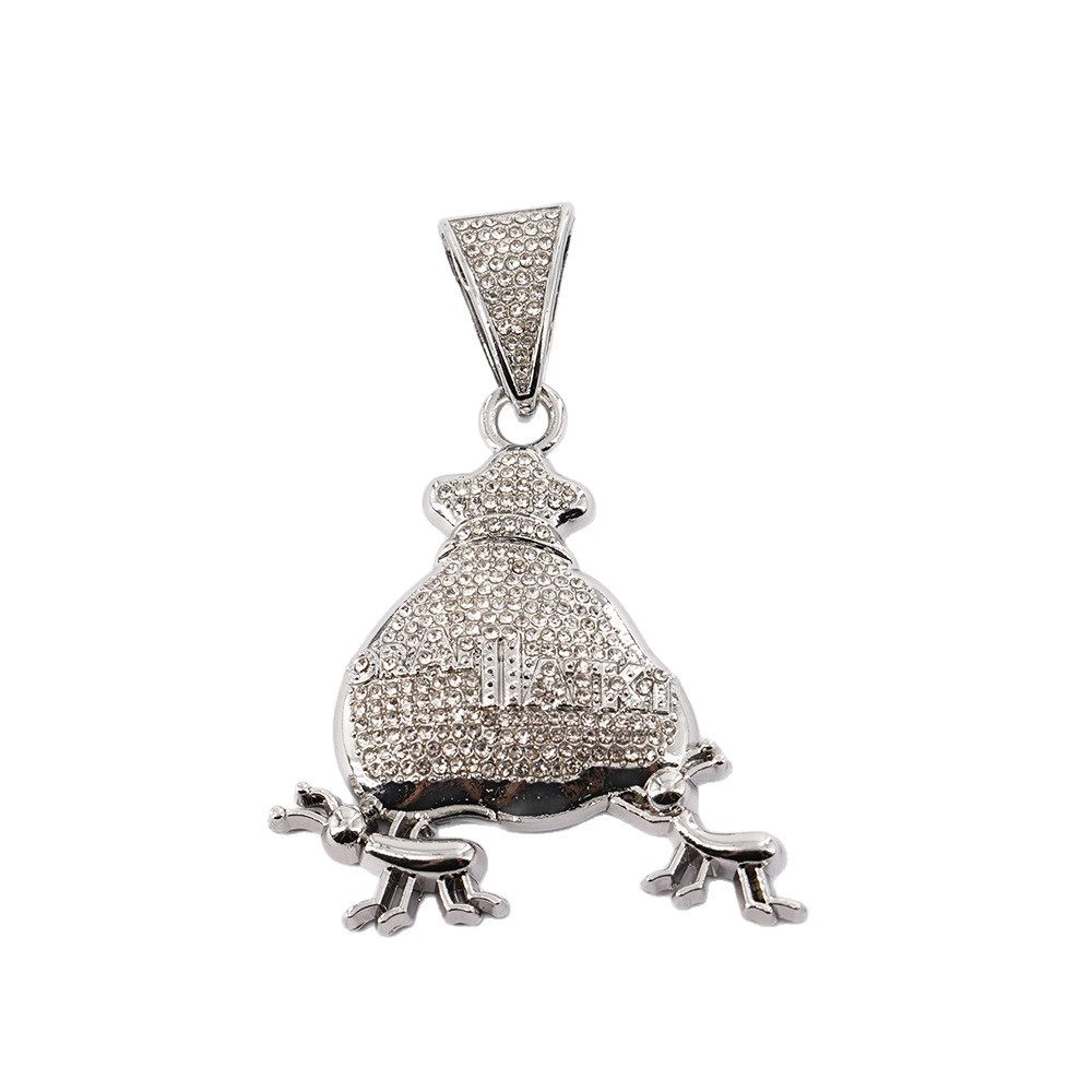 Joyas transfronterizas europeas y estadounidenses nuevos collares de hip-hop RICH FOREVER bolsas de dinero INS collares colgantes