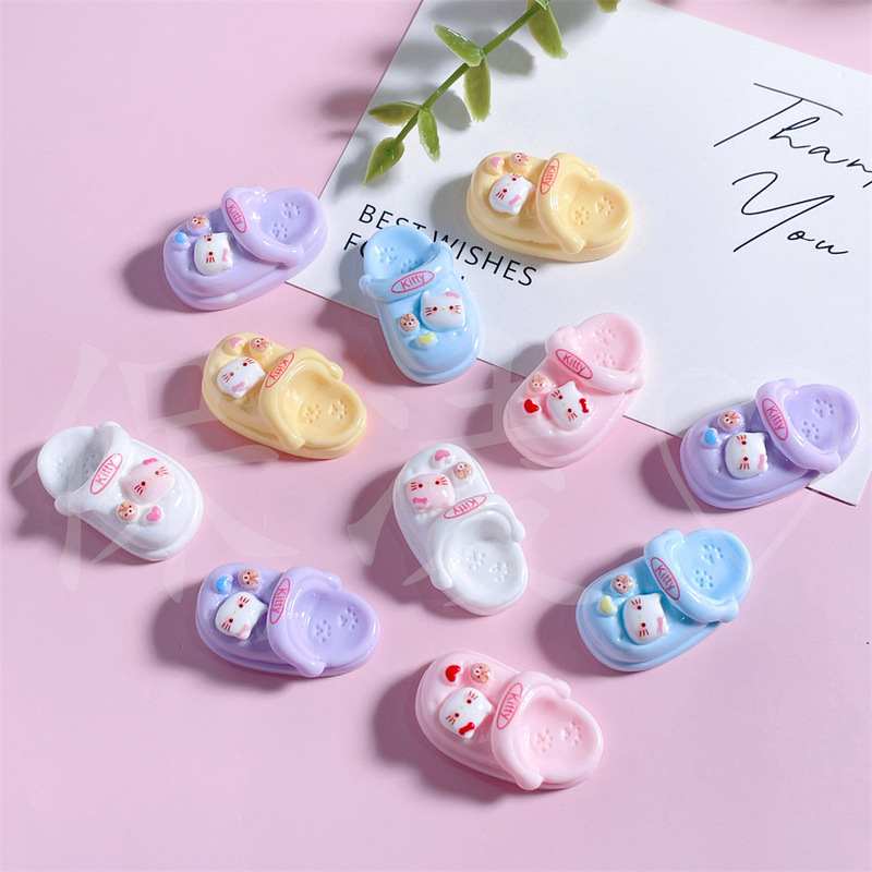 卡通Kitty猫咪拖鞋洞洞鞋树脂配件 创意手工手机链钥匙扣挂件配饰|undefined