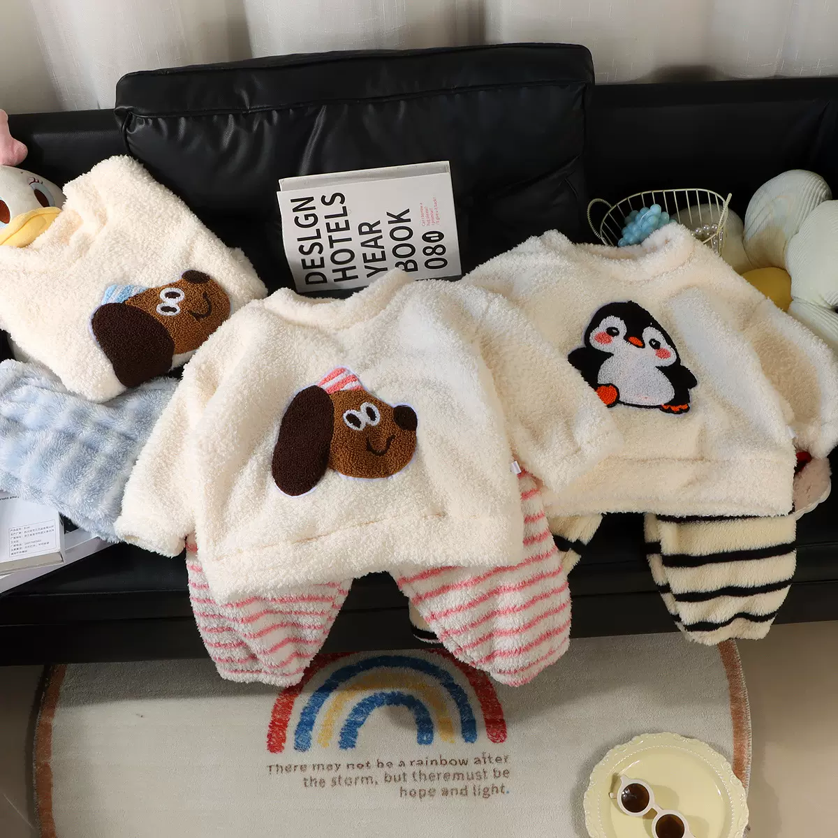 新款儿童保暖套装秋冬女童加绒加厚家居服宝宝睡衣居家两件套童装