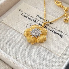 純銀s925布家風伸線工芸色別メッキ富貴花ペンダントネックレスファッションシンプル