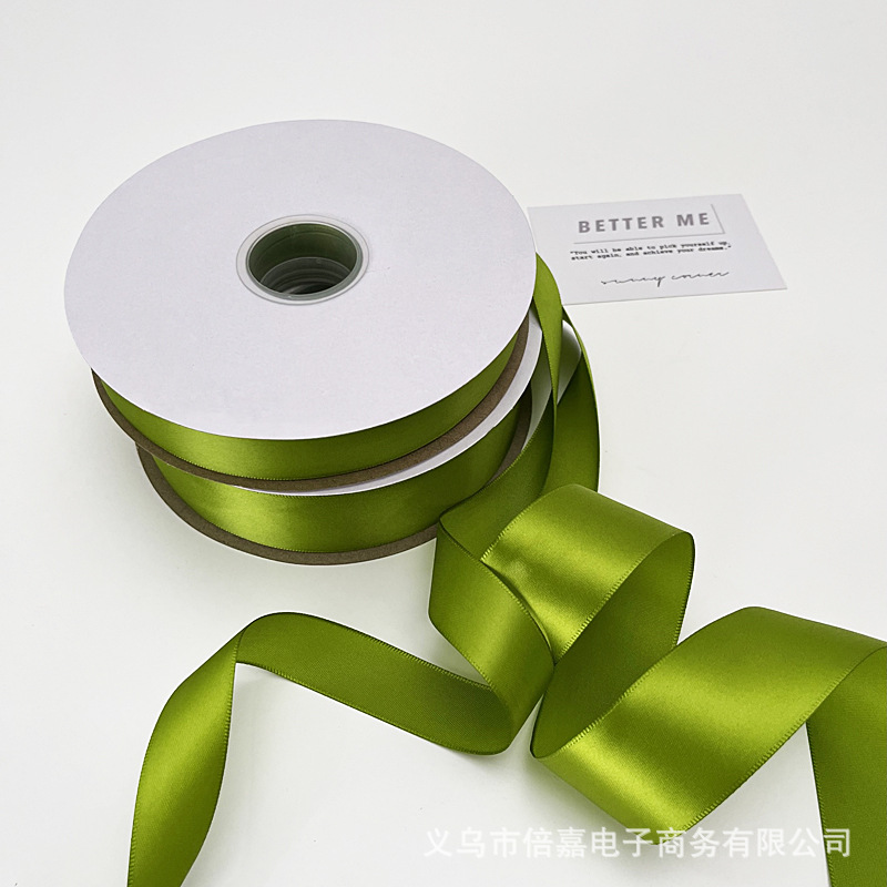녹색 리본 4CM 롤 꽃 활 장식 폴리에스테르 벨트 솔리드 컬러 리본 2CM 롤 선물 리본 6MM