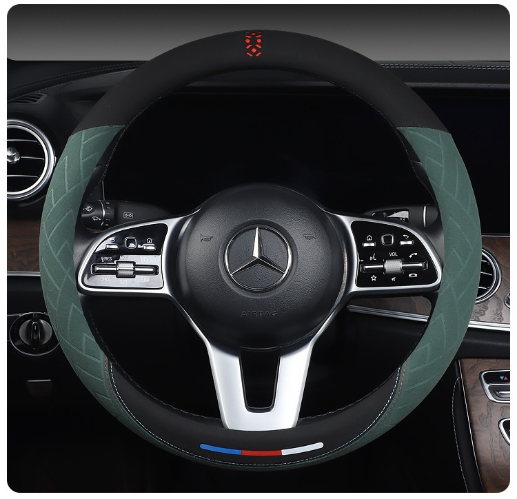 Cross-Border Car All-Season Suede Leather Steering Wheel Cover New Sweat-Absorbent Anti-Slip Breathable Handlebar Cover Wholesale for Men and Women