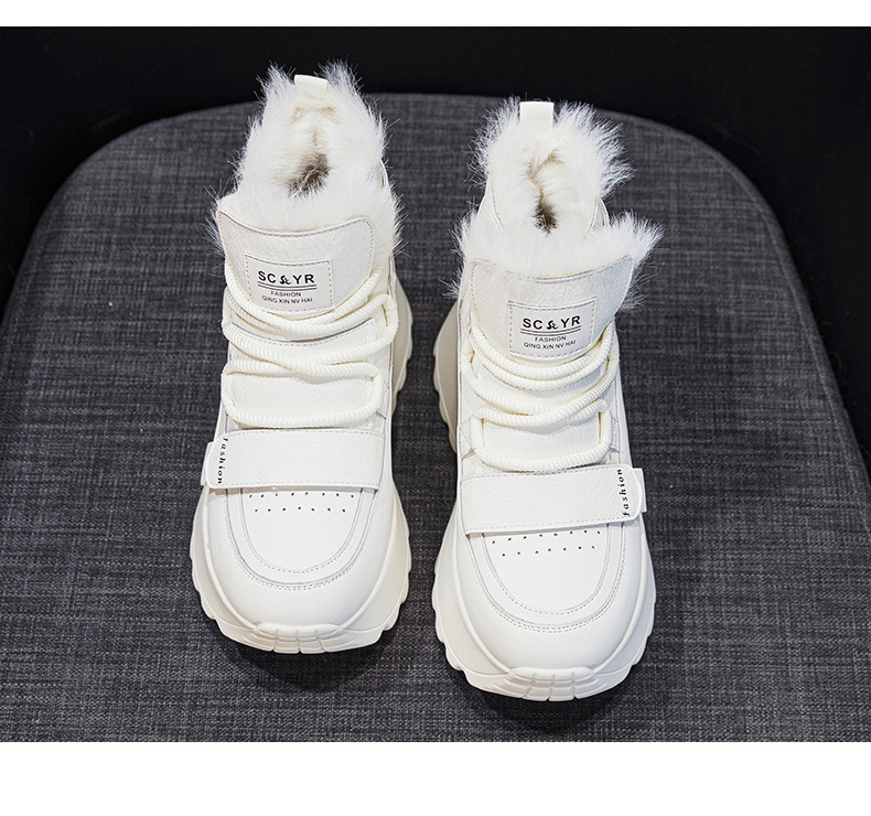 Giày sneaker nữ đế dày tăng chiều cao cổ cao lót lông mùa đông phong cách thể thao đa năng — 5012-1 lông nâu, 5012 lót trắng, 5012-1 lông trắng, 5012 lót nâu chi tiết 29