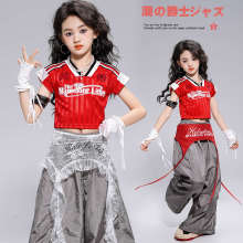 爵士舞服装女童韩版练功服套装少儿jazz女孩蕾丝屁帘表演出潮服夏