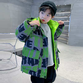 男童冬款羽绒服2023新款中大童儿童装个性潮牌连帽上衣青少年冬装