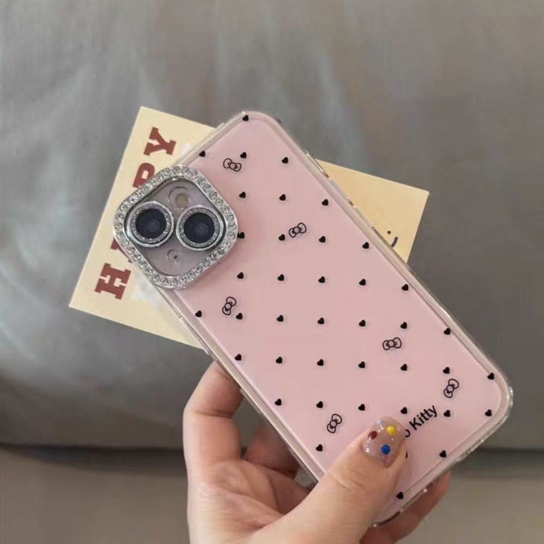 Verano nuevo color sólido amor borde de diamante para iphone16ProMx funda para teléfono móvil Apple 14/15 pareja 13 nuevo