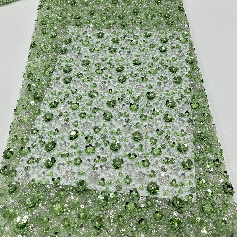 Spot sequinilla pequeña flor de ciruela cuentas tubo bordado de tela de bordado tridimensional de moda vestido de boda tela image 6