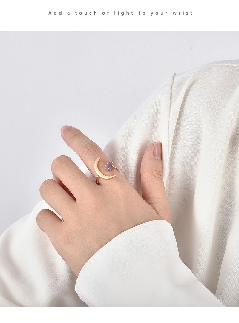 Artificial Gemstones Inlay Material Fashion Moon Copper Ring, Ring Jewelry Moon Plating Artificial Gemstones Copper Rings