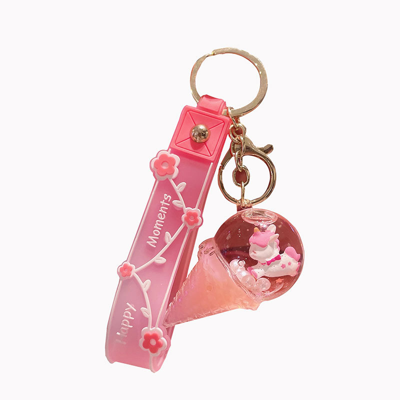 Portachiavi con sabbia liquida per l'anno del cavallo del gelato 2026, per donne, carino, creativo, zaino, borsa squisita_voghion.com