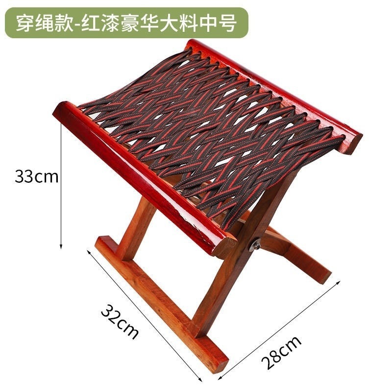 Taburete plegable al aire libre antiguo de madera sólida de madera Maza, taburete de barbacoa para el hogar, taburete de pesca portátil