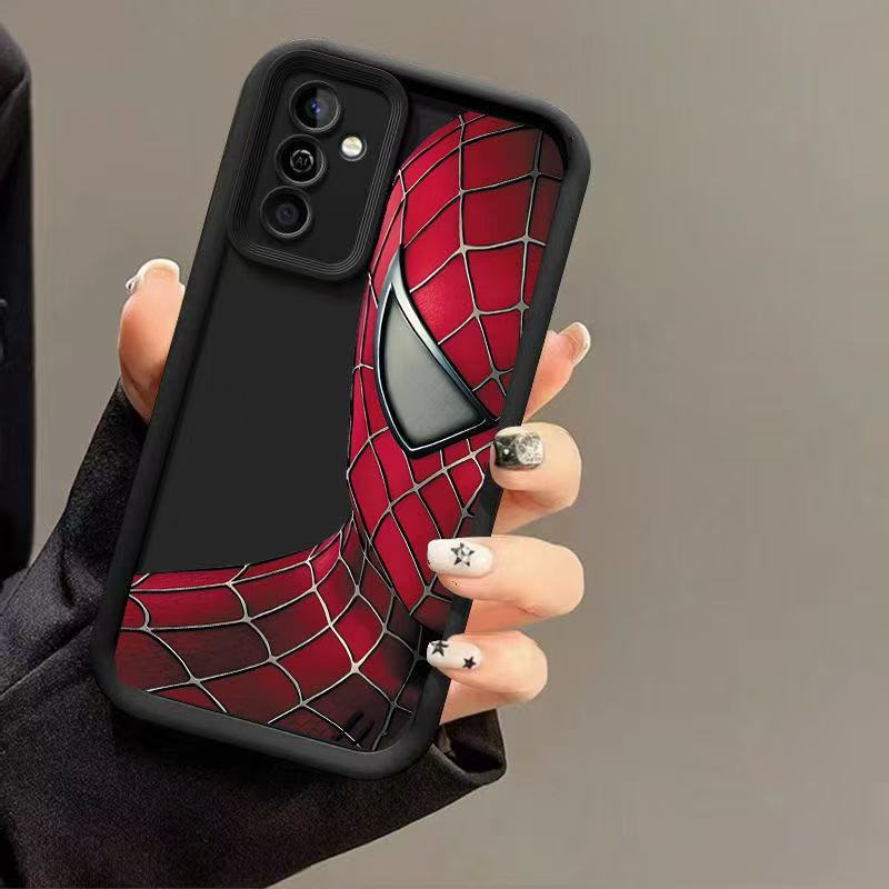 Half-Face Red Spider-Man Suitable for Samsung S24 Mobile Phone Case S23Ultra Soft A54 A55 Anti-Fall S22+