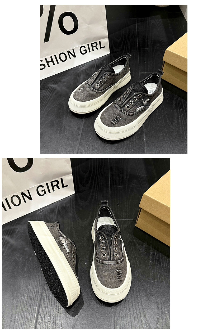 Scarpe da ginnastica alla moda in denim spesso per le donne nell'estate 2024, scarpe pigre sottili, traspiranti, con suola morbida, antiscivolo e_voghion.com