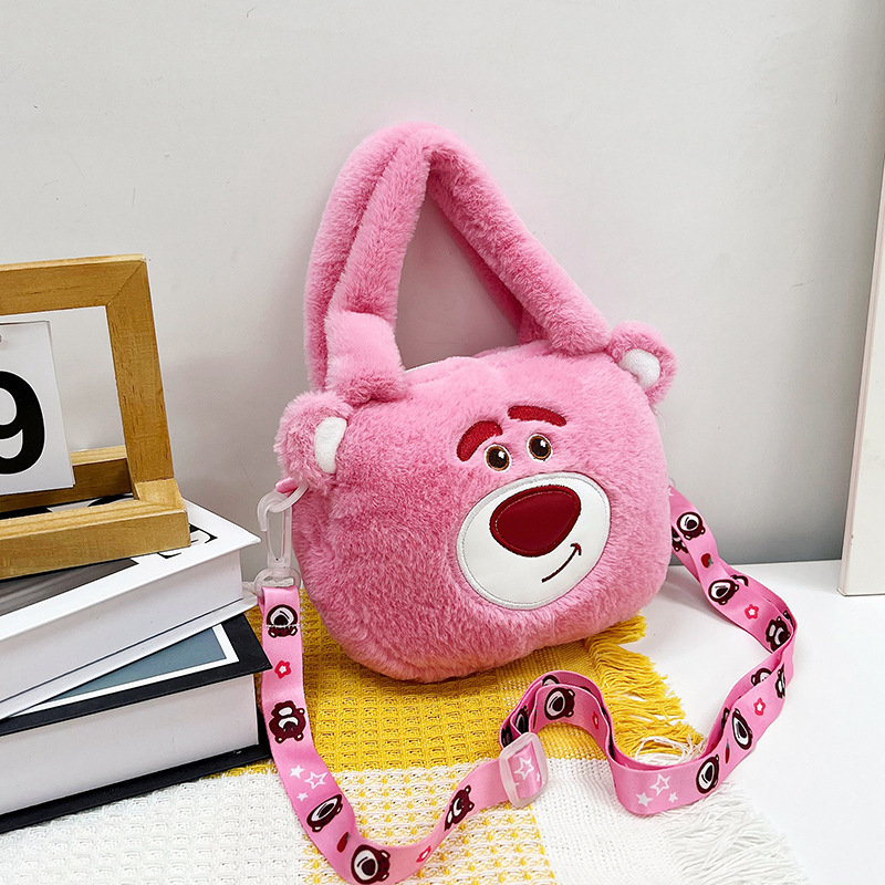 Bolso pequeño lindo para las mujeres 2023 nuevo simple peludo bolso de hombro de dibujos animados estilo coreano chica bolsa de salida portátil