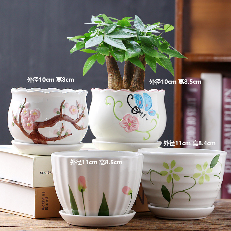 4つの小さな花のひげを生やした蝶 / ビッグセラミック