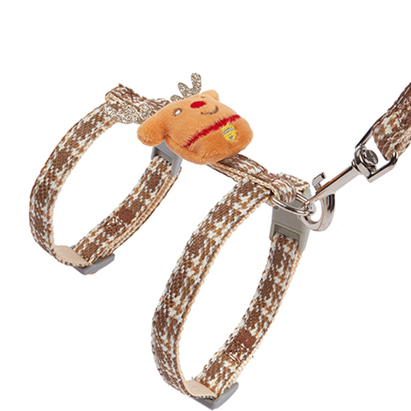 Transfronterizo ajustable mascota gato SERIE DE Navidad traje de cuerda de tracción perro pequeño perro cuerda en forma de I correa para el pecho