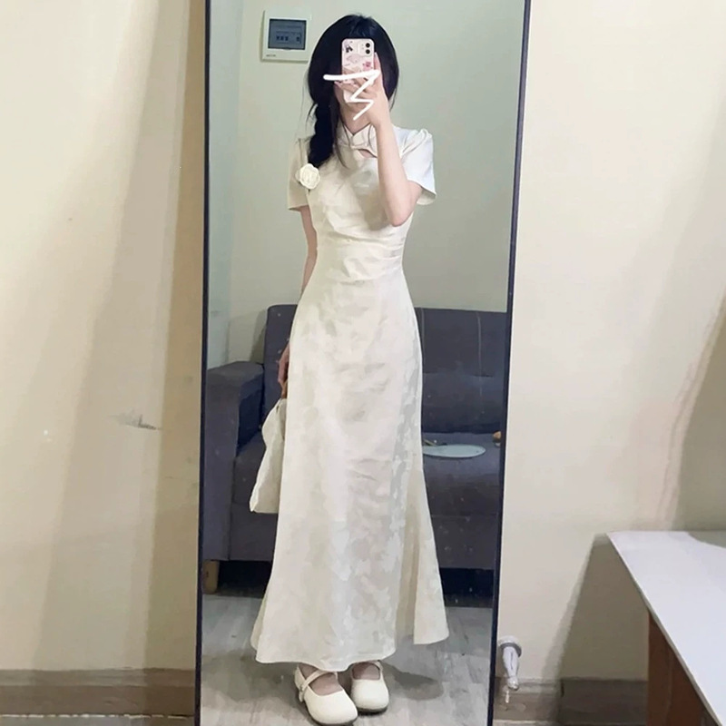 New Chinese-style modernized cheongsam dress for women, summer 2026 new model, petite size, high-end feel, young Hanfu long dress