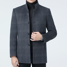 双面羊绒大衣男冬季中年立领加厚羽绒内胆风衣爸爸装羊毛呢子外套