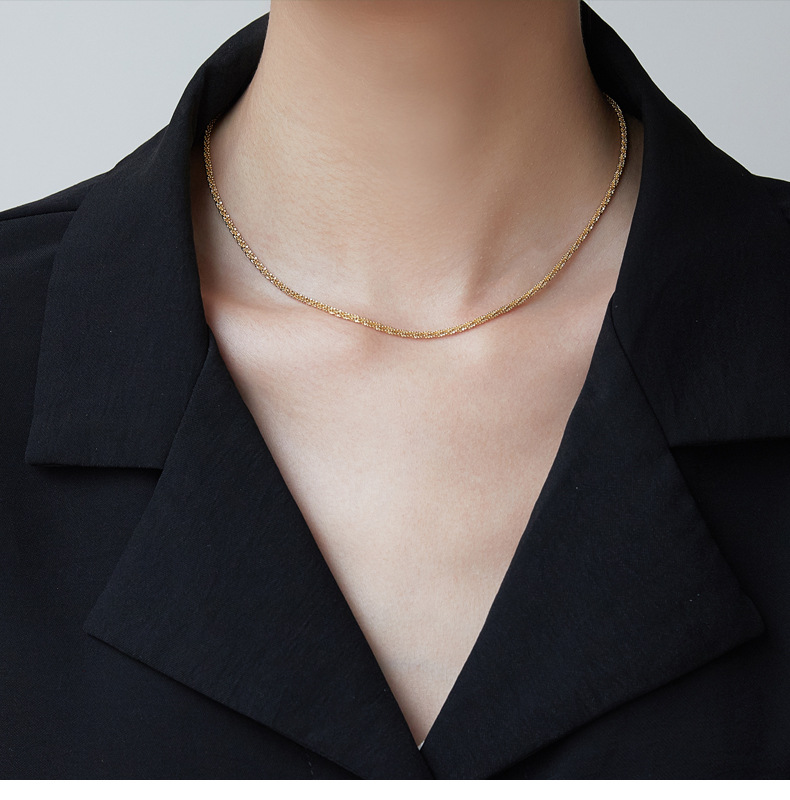 6g Weight Jewelry Set Classification Necklace + Jewelry Quantity Casual Occasion Titanium Steel Material Solid Color Pattern Women's Gender Plating Design Simple Style Style Wholesale Jewelry Simple Style Solid Color Titanium Steel Plating Jewelry Set 13
