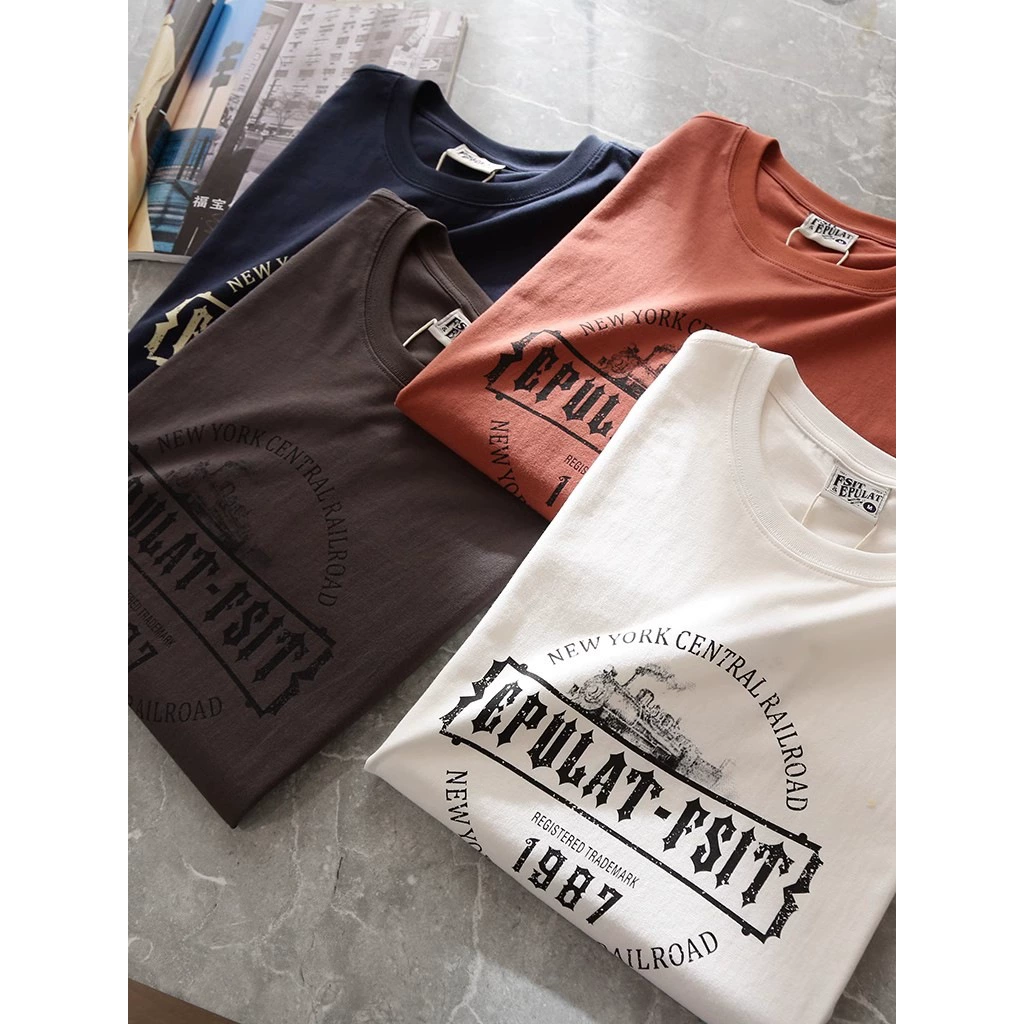 [Классический четырехцветный, дикий тренд!] Летняя Мужская Ретро-модная футболка с короткими рукавами и принтом, футболка из чистого хлопка