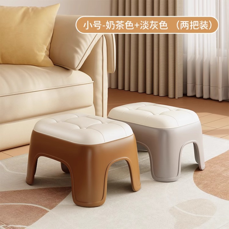 Taburete de plástico pequeño para el hogar, taburete cuadrado grueso, taburete de sala de estar, taburete bajo apilable, taburete de cambio de zapatos, taburete de baño para niños