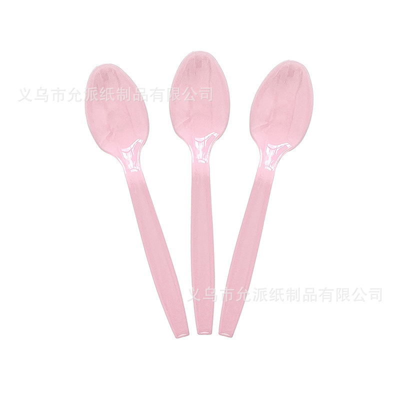 ソリッドカラーテーマパーティー食器ピンクレース誕生日パーティー用品使い捨て食器セット紙皿ナイフフォークスプーン|undefined