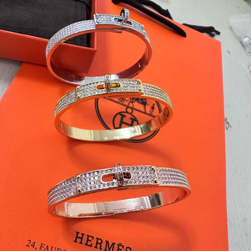 Aijia High Version Pig Nose Full Diamond Bracelet Cnc Thick Plated Fashion Half Diamond Full Diamond Pig Nose Versatile Bracelet