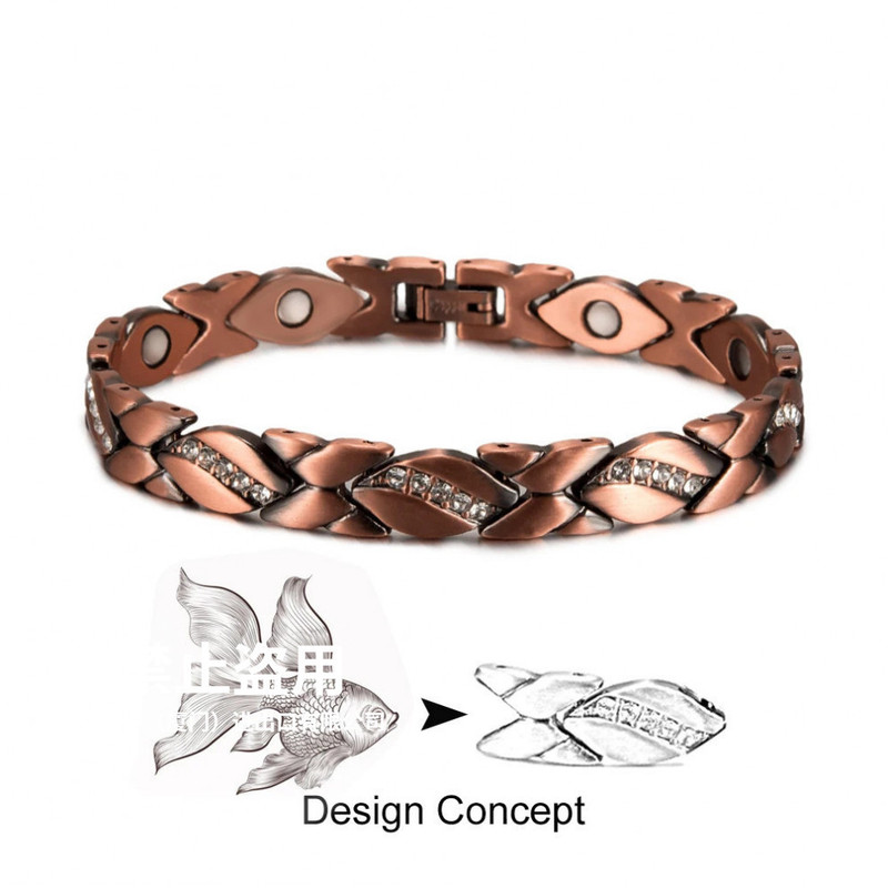 Factory Direct Supply Red Copper Diamond Magnetic Bracelet Pure Red Copper Energy Bracelet Production Healthy Magnetic Cross-Border Asia
