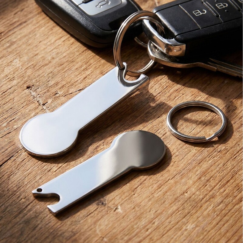 Cross-Border Independent Shopping Cart Stainless Steel Token Supermarket Cart Anti-Lost Tag Bottle Opener Keychain