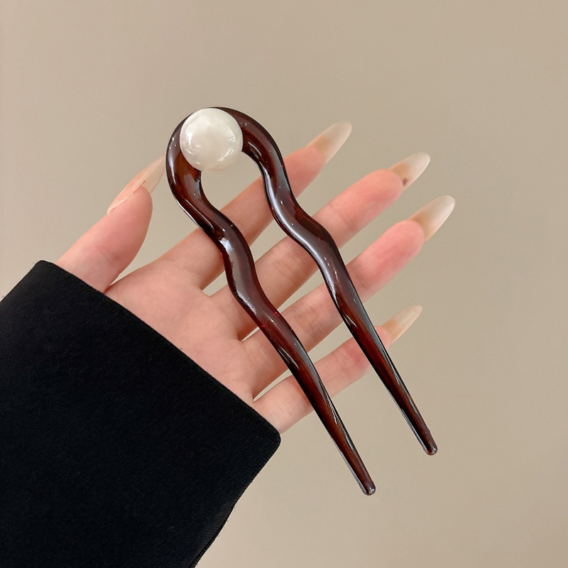 Retro en forma de U pinzas de cabello para mujeres 2025, nuevos accesorios de primavera bolas de cabello pinzas de cabello de cabello de cabeza detrás del toque de cabello