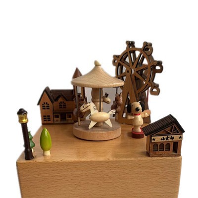 Wooden Music Box Ornament Exquisite Classical Carved Craftsmanship Hand-cranked Fine Gift Music Box Wholesale