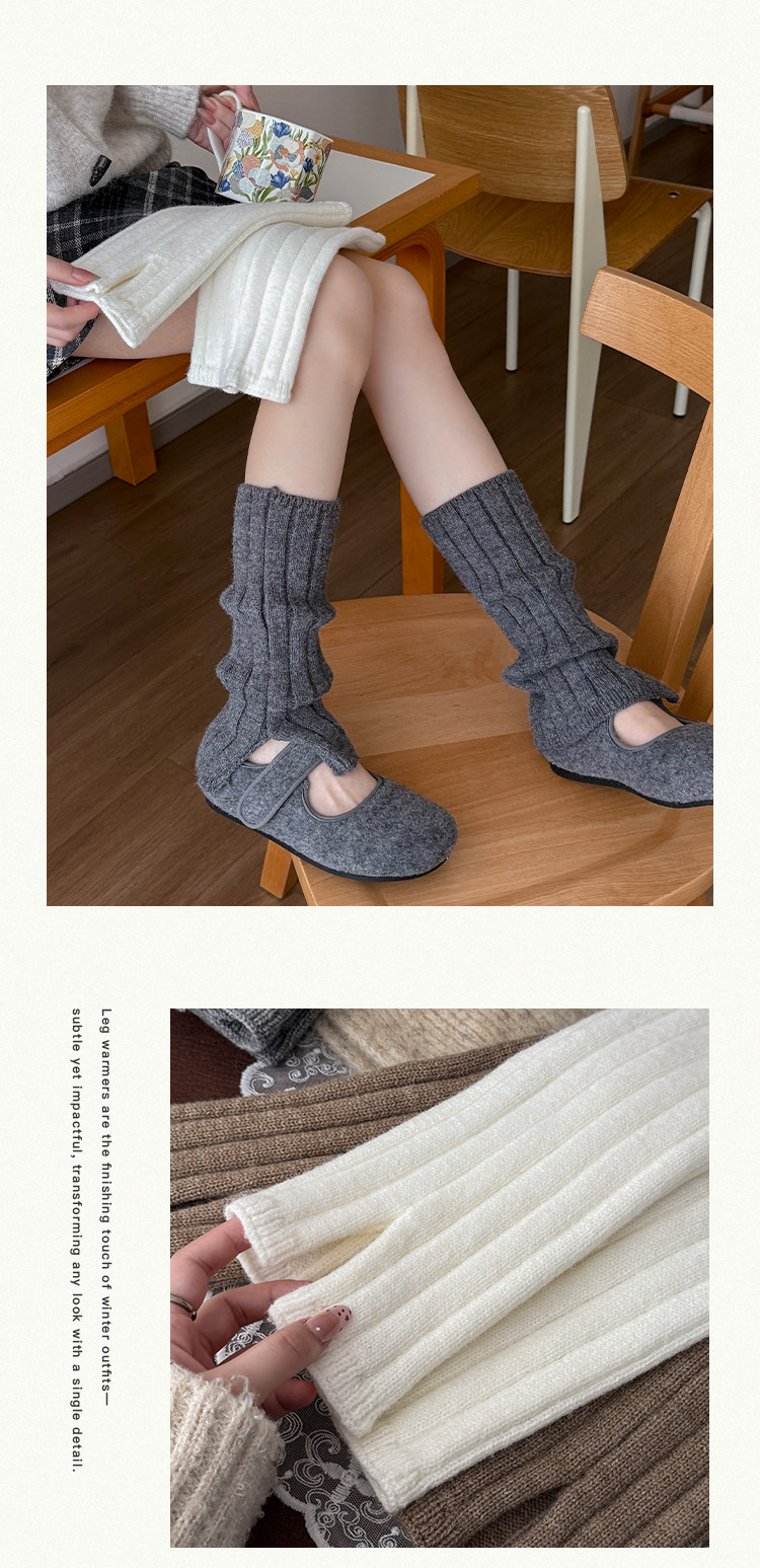 Kadınlar İçin Bacak Isıtıcıları Bootshang Pamuklu Çoraplar Genişletilmiş Düz Renk Yığın Çoraplar Retro Dikey Çizgili Bölünmüş Örme Sıcak Baldır Kalın Bacak Kolları_voghion.com