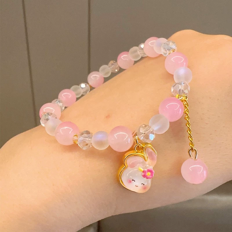 Cartoon two-color crystal bracelet, cute accessory, gradient