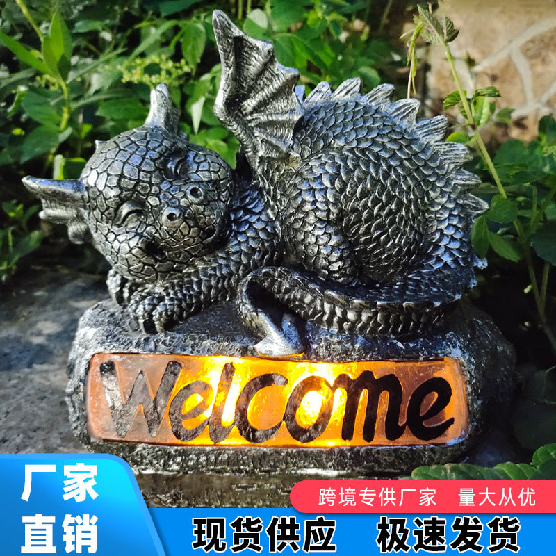 Lámpara solar pequeño dinosaurio decoración lámpara jardín creativo decoración escultura balcón artesanía paisaje Decoración