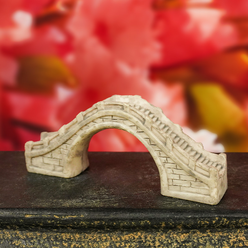 Micro paisaje retro resina antigua escena decoración decoración Jiangnan pequeño puente pozo de agua piscina pequeño puente agua corriente hierba