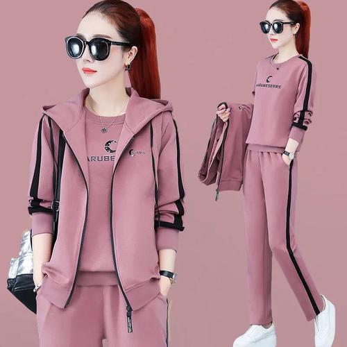 Spring Fashionable Casual Tracksuit Set: 3-Piece Sweater & Cardigan Combo for Women of Middle Age and Older