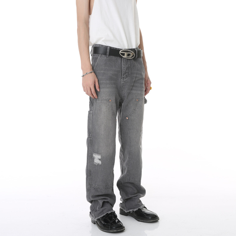 MTLCLOTHES men's clothing | 2023 Four Seasons New straight ripped stitching motorcycle retro jeans fashion MTLCLOTHES men's clothing | 2023 Four Seasons New straight ripped stitching motorcycle retro jeans fashion