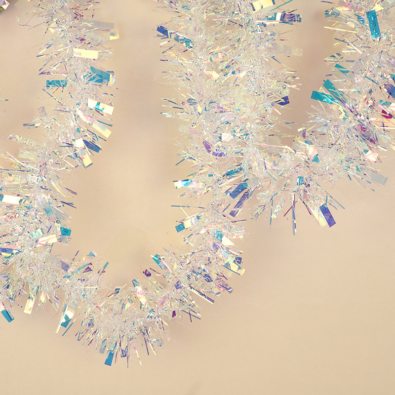 Transfronterizo Amazon importado colorido curvo cuchillo color raya burbuja seda colorido Iris colorido guirnalda lana raya Navidad vacaciones Decoración